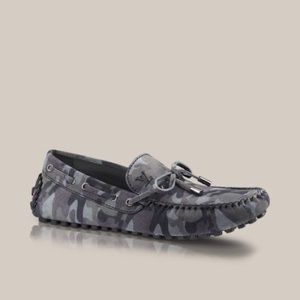 LouisVuitton Camouflage Print Suede Arizona Loafer